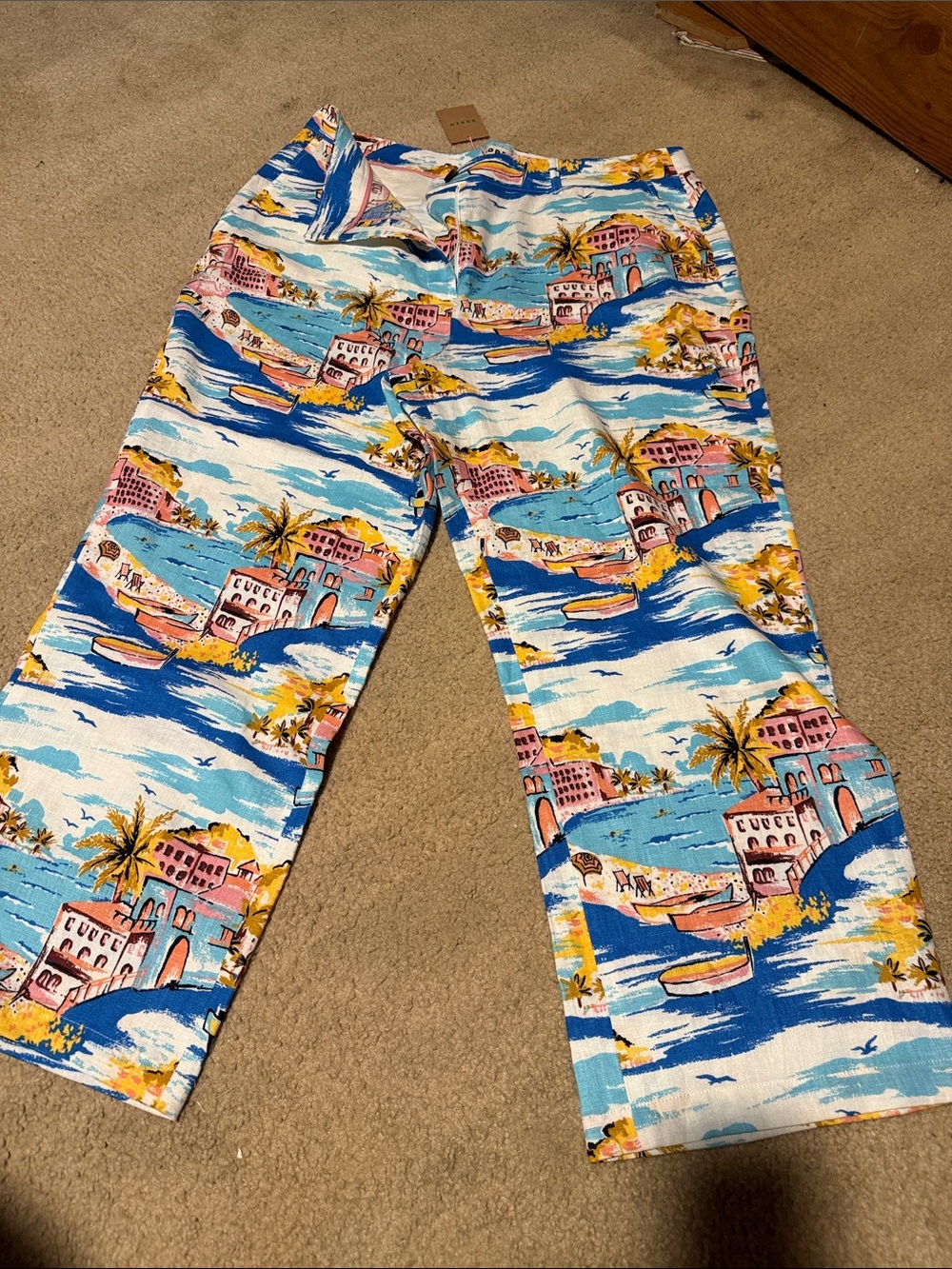 Boden Men's Coastal Print Chinos - Blue, Pink, Yellow